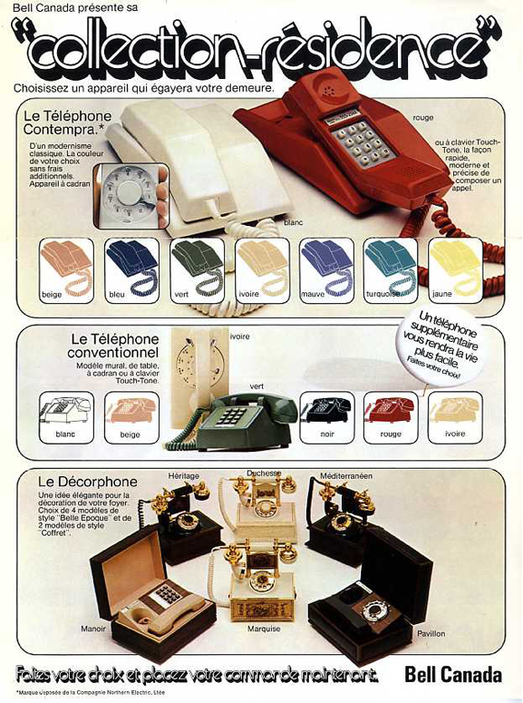 Publicité de Bell montrant différents modèles de téléphones de la collection Résidence.